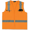 S414 ANSI Class 2 Surveyor's Woven Oxford Hi-Viz Orange Vest w/ Zipper (X-Large)
